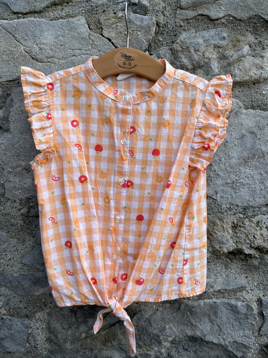 Orange check blouse  6-7y (116-122cm)