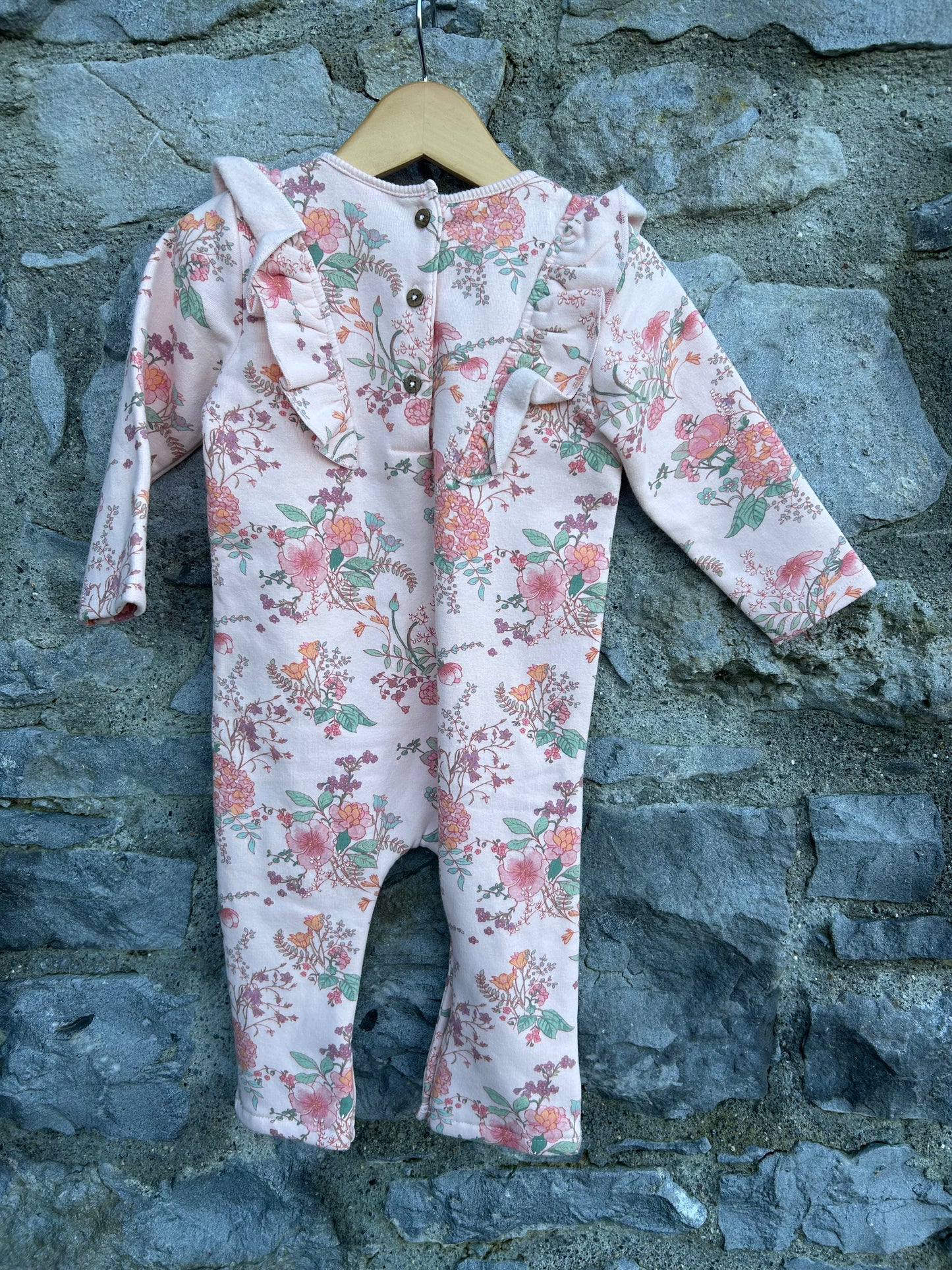 Pink floral sweat onesie  9-12m (74-80cm)