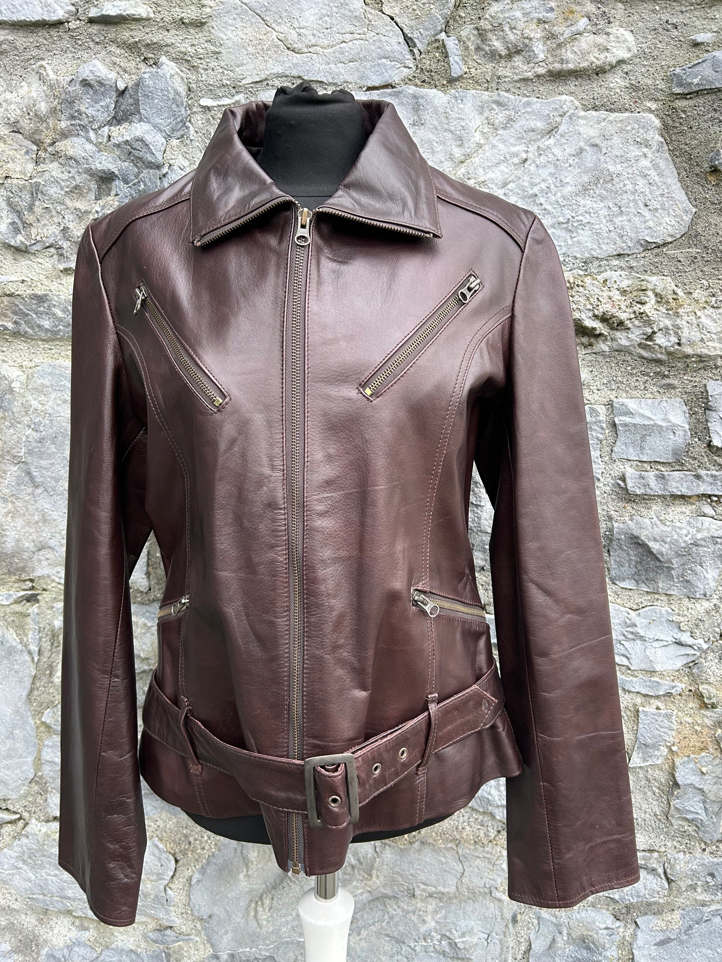 90s brown leather jacket uk 10