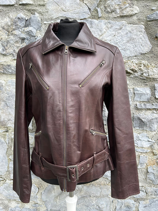 90s brown leather jacket uk 10