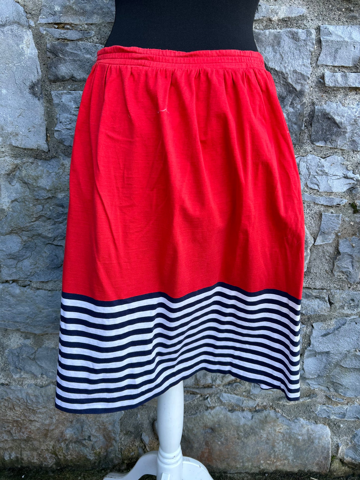 80s red&stripy skirt uk 12