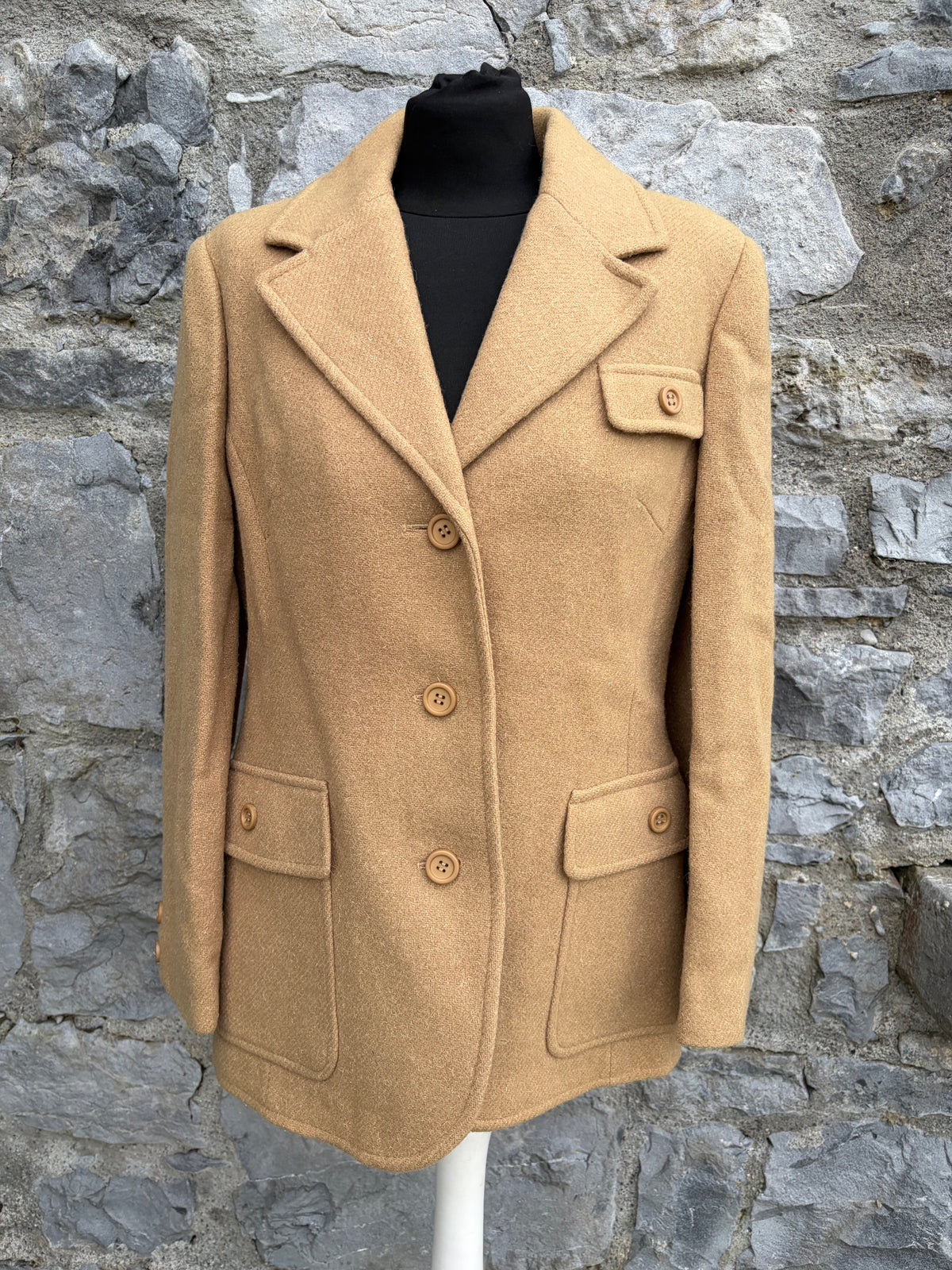 80s camel-colored wool jacket uk 8-10