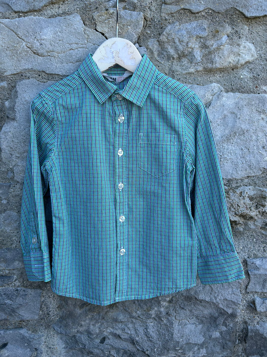 Green fine check shirt 3-4y (98-104cm)