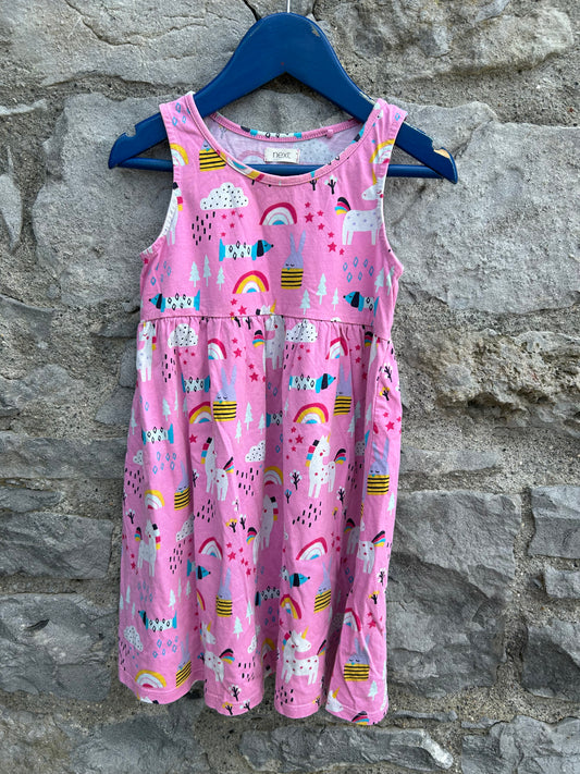 Unicorn&rainbow pink dress fit 5-6y (110-116cm)