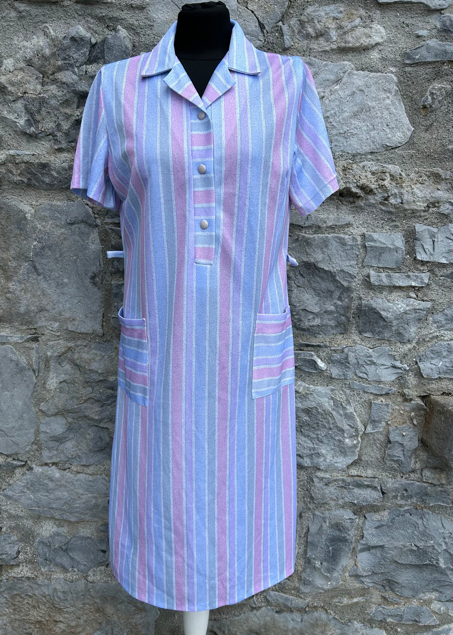 80s pink&lilac stripy dress uk 10-12