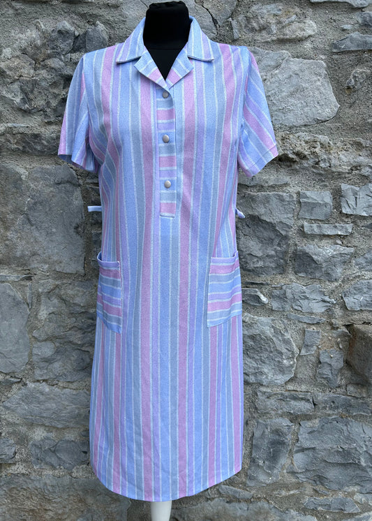 80s pink&lilac stripy dress uk 10-12
