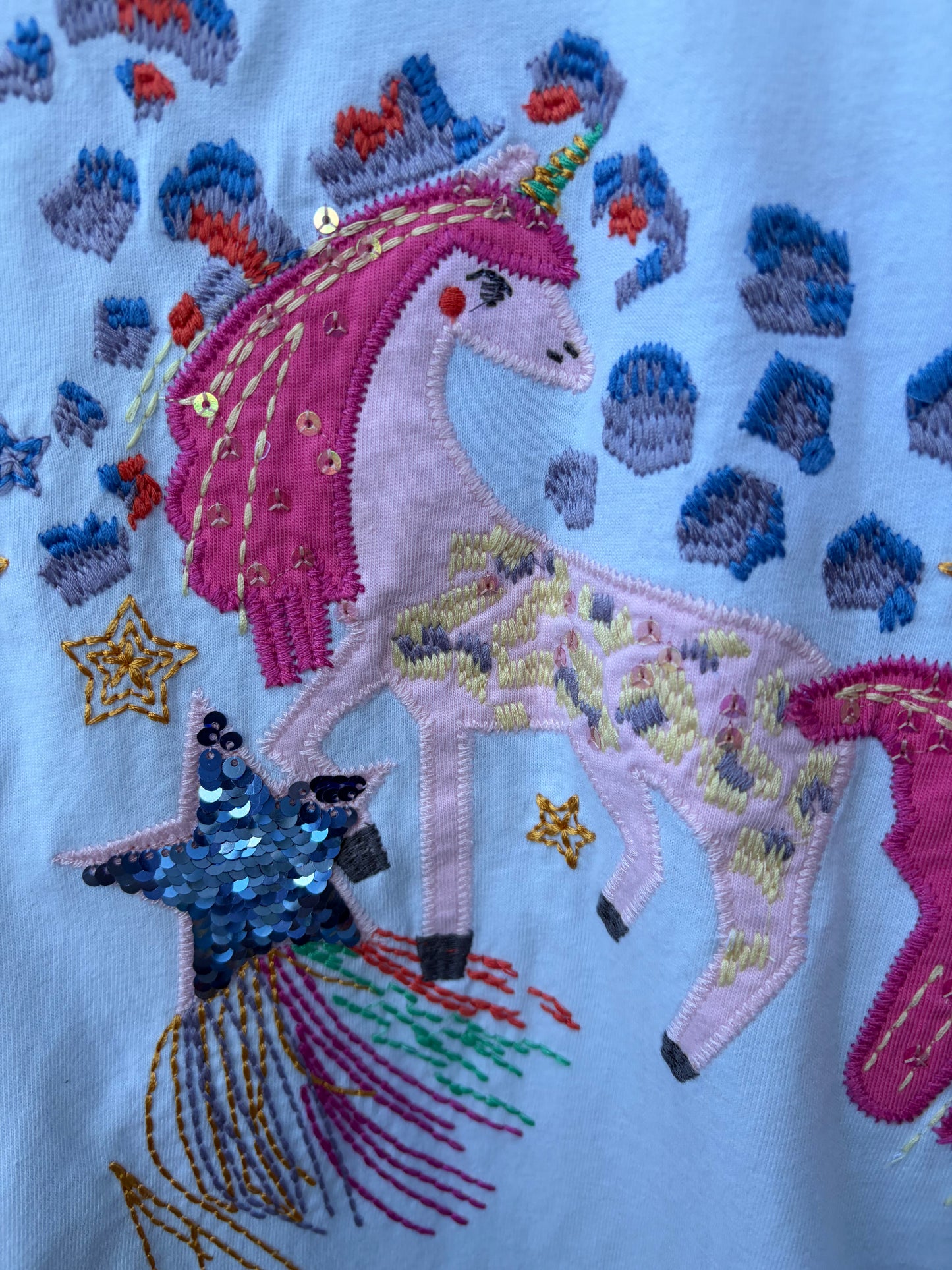 Unicorn light blue top  11y (146cm)
