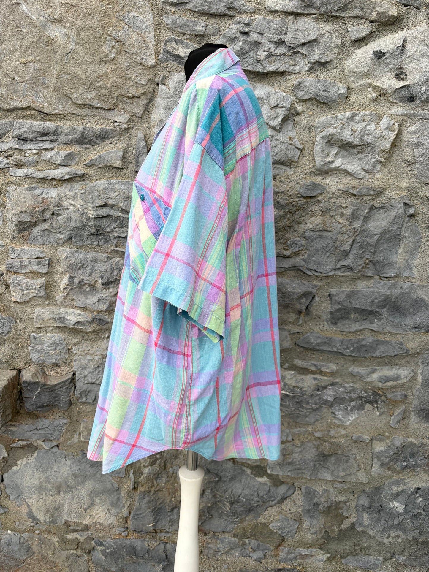 80s rainbow check shirt Large