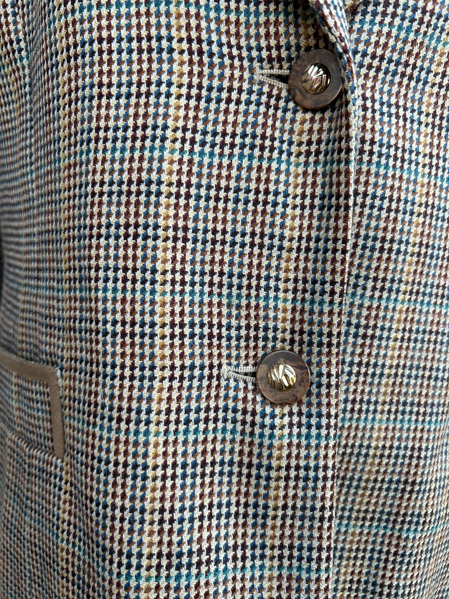 90s brown check jacket uk 12