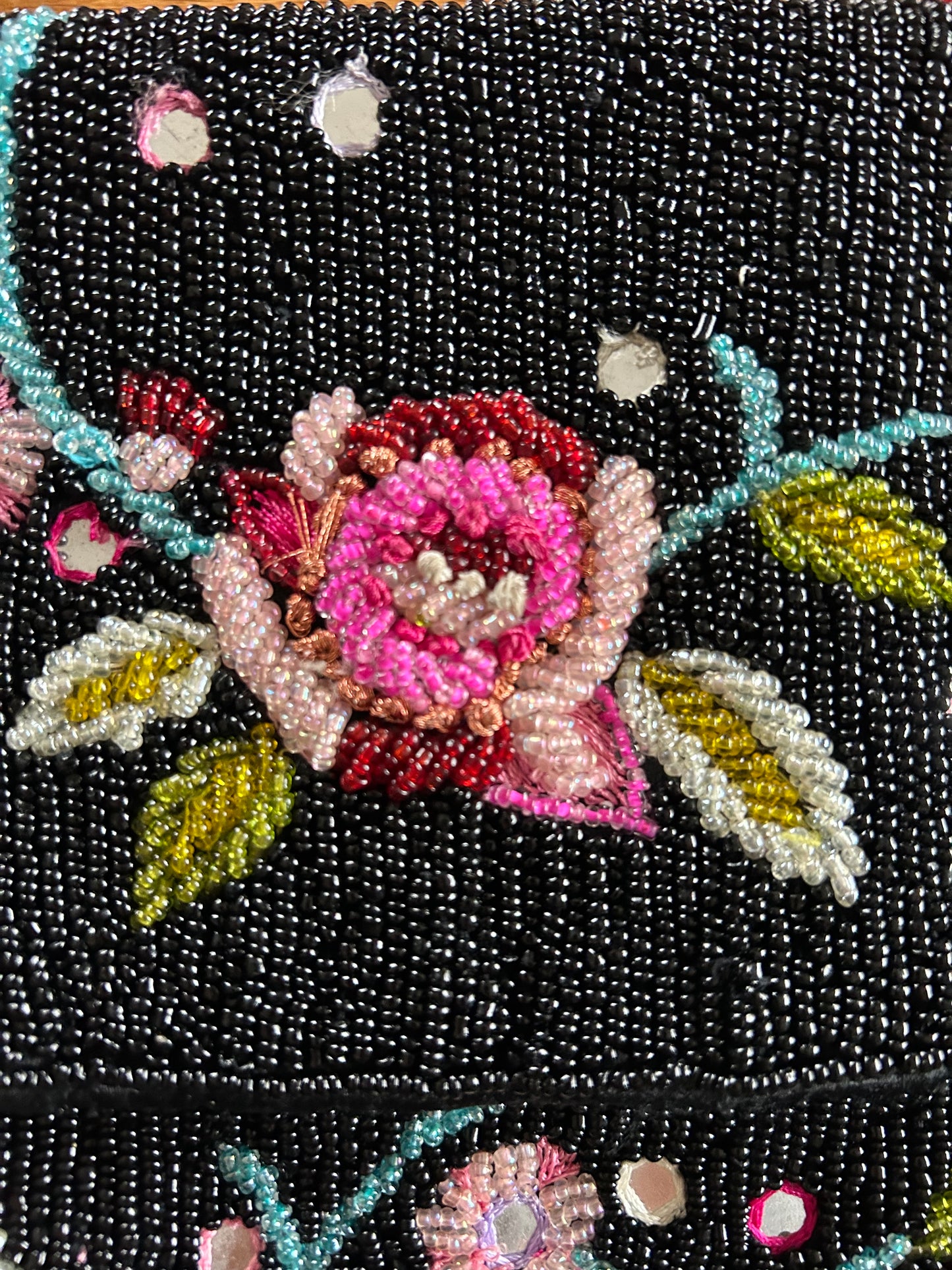 Floral beaded handbag