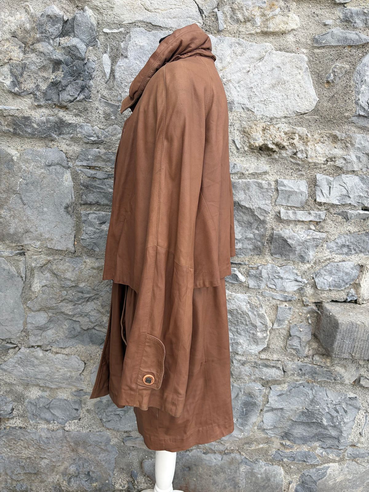 80s brown leather coat uk 14-16