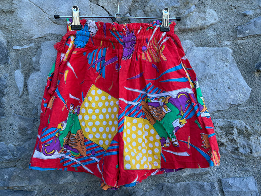 80s abstract red shorts  uk 6-8