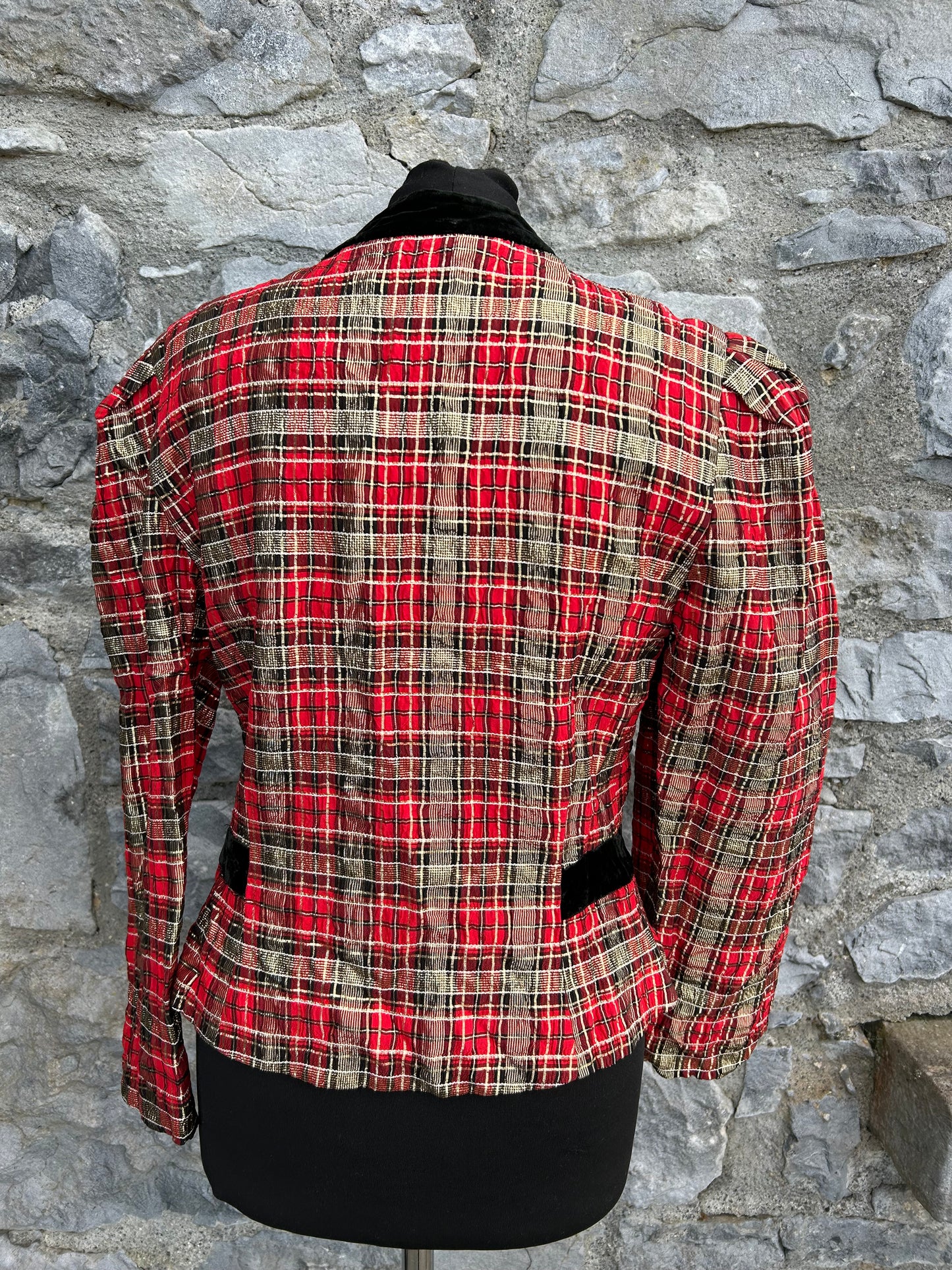 80s red&gold check jacket uk 10-12