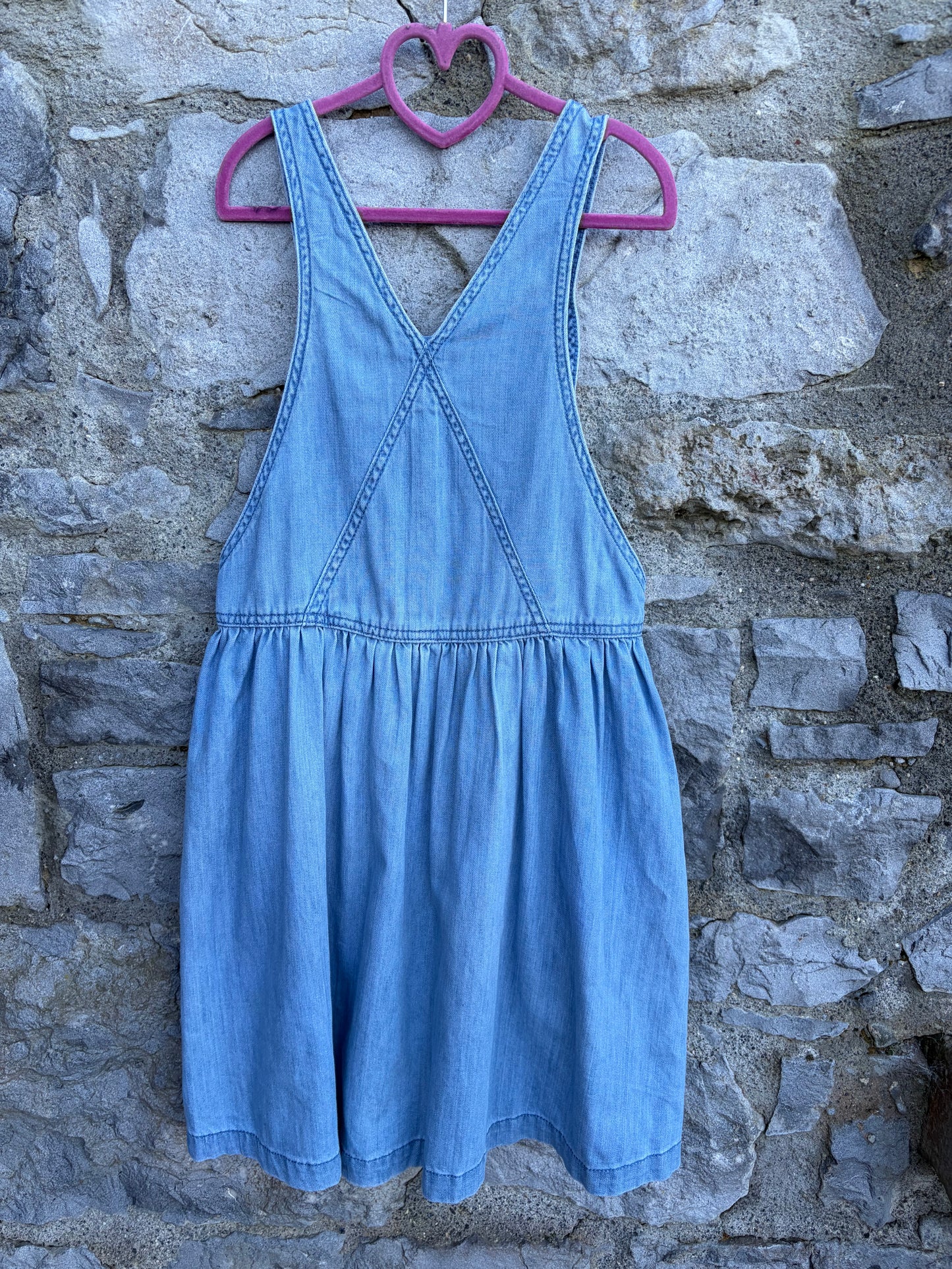 Blue denim pinafore  9y (134cm)