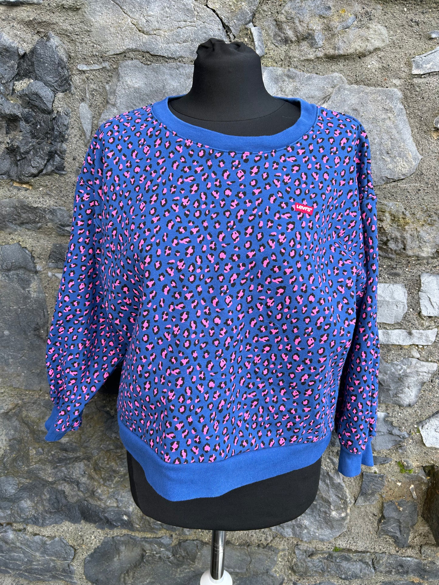 Pink leopard print blue sweatshirt uk 12-14