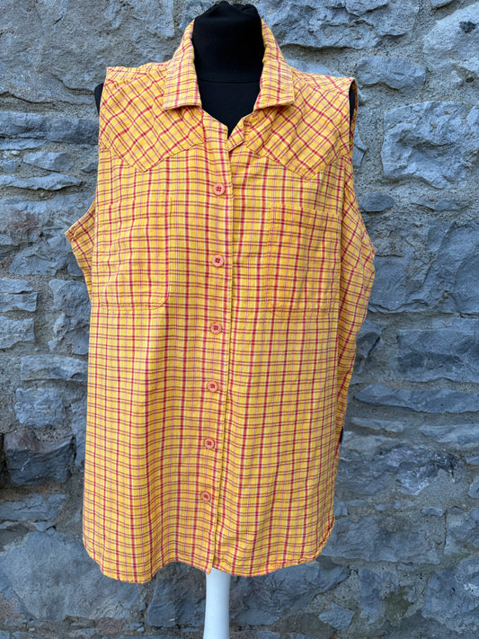 90s orange check sleeveless shirt uk 18-20