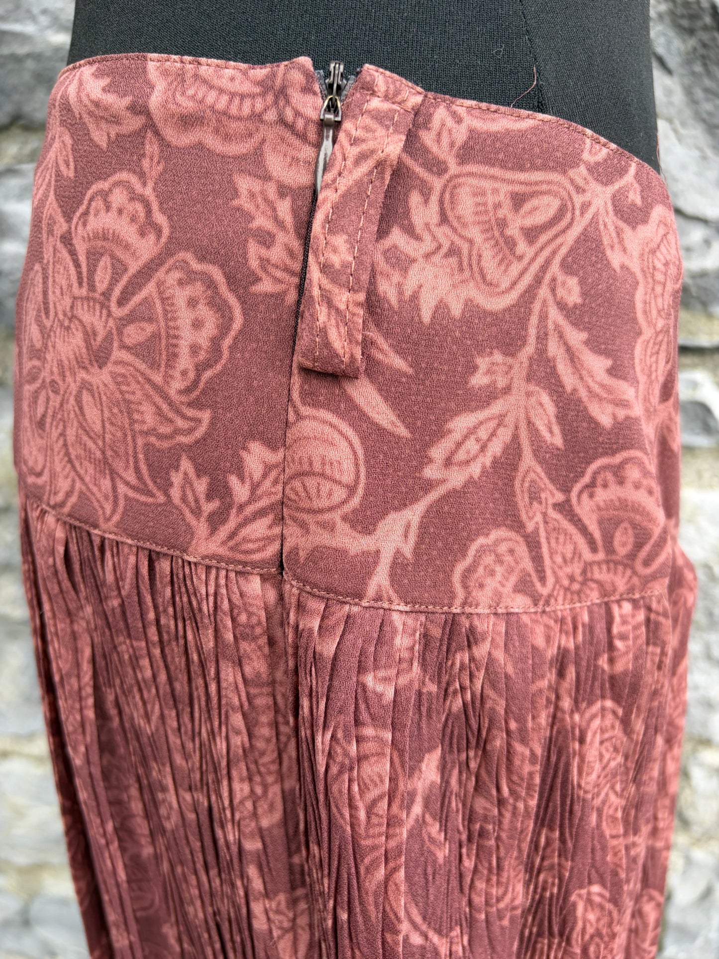 90s floral maroon maxi skirt uk 10