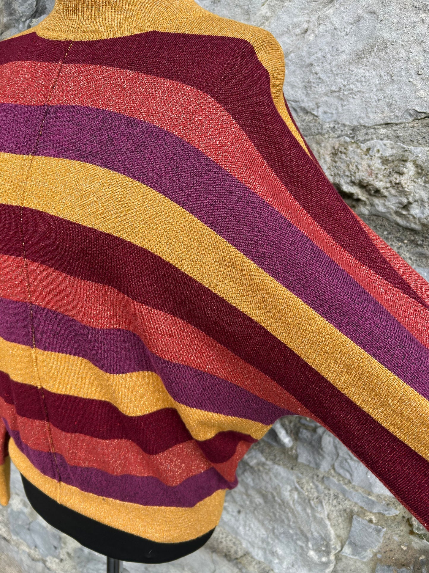 Maroon&mustard sparkly stripy jumper uk 12