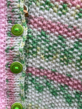 Load image into Gallery viewer, Vintage style pink&amp;green cardigan  12m (80cm)
