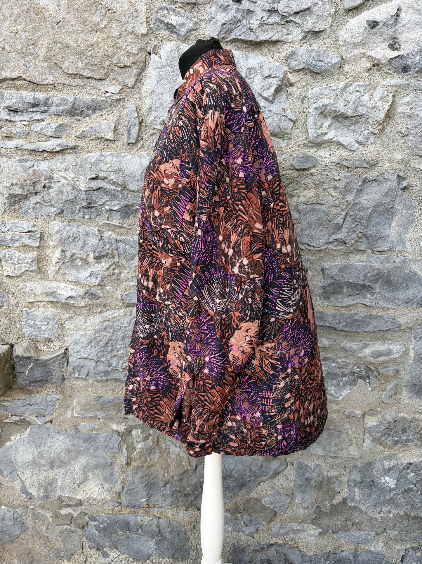80s brown&purple floral shirt Medium