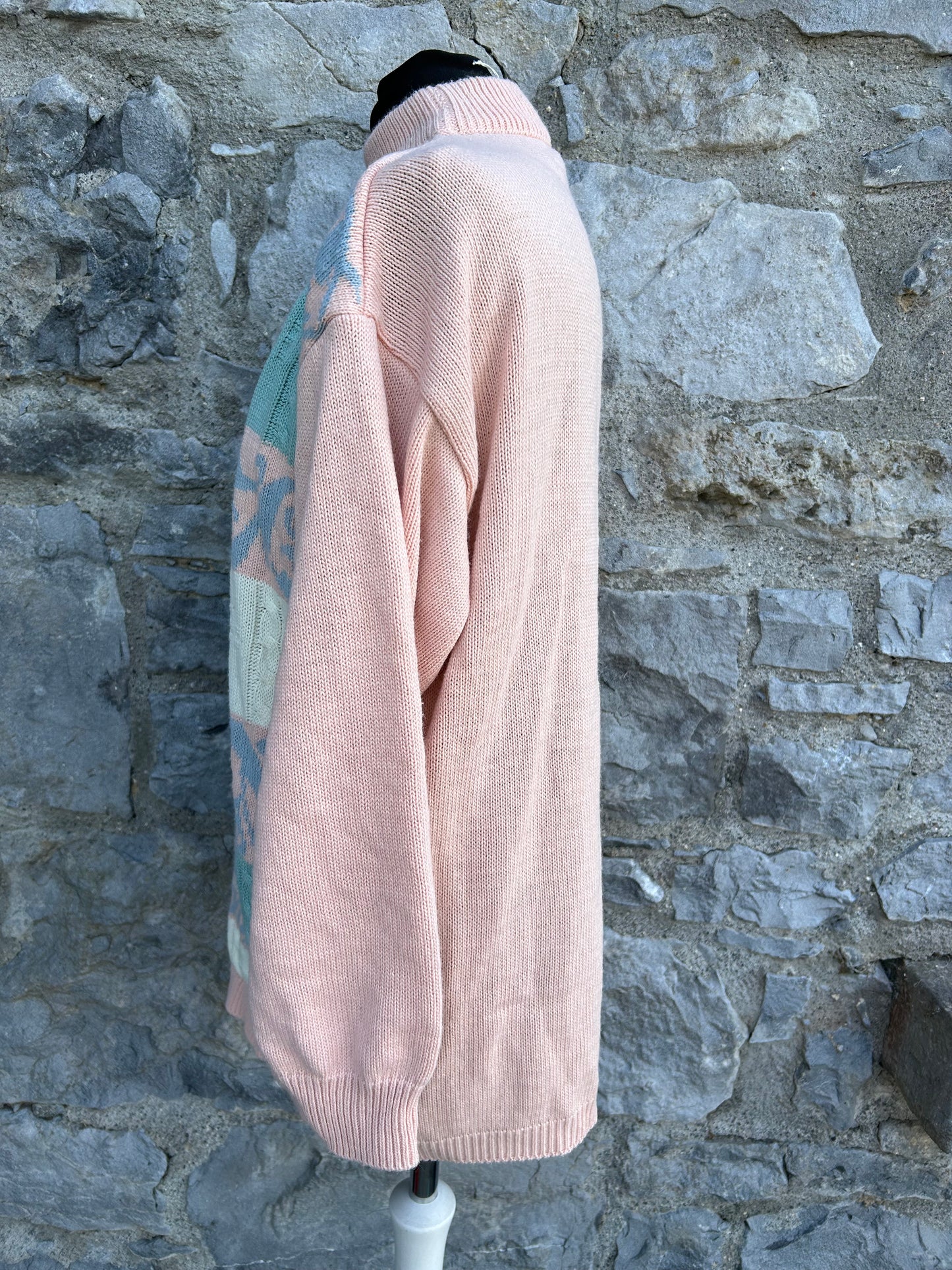 80s pink panel jumper uk 12-14