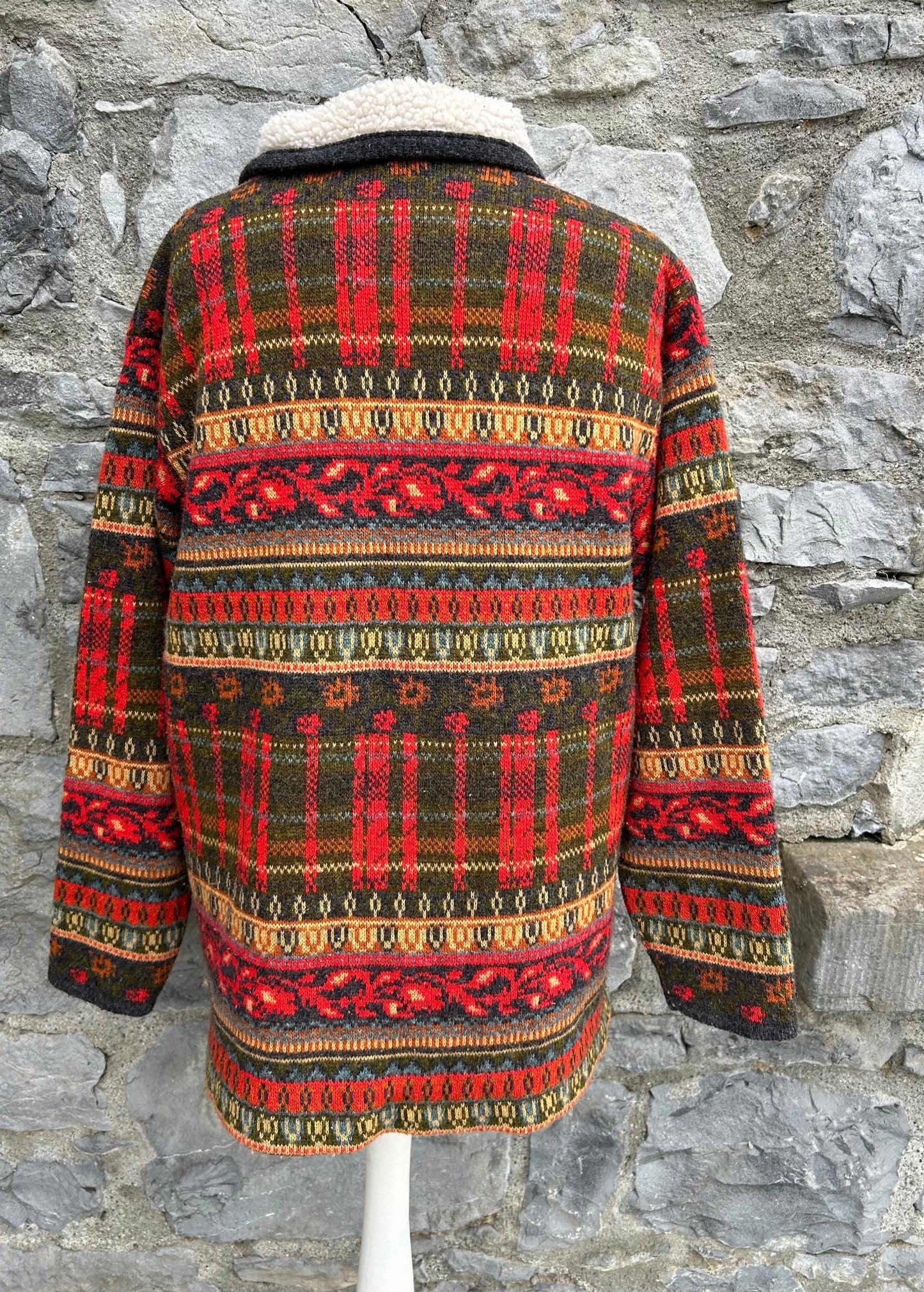 90s Aztec furry lined jacket M/L men