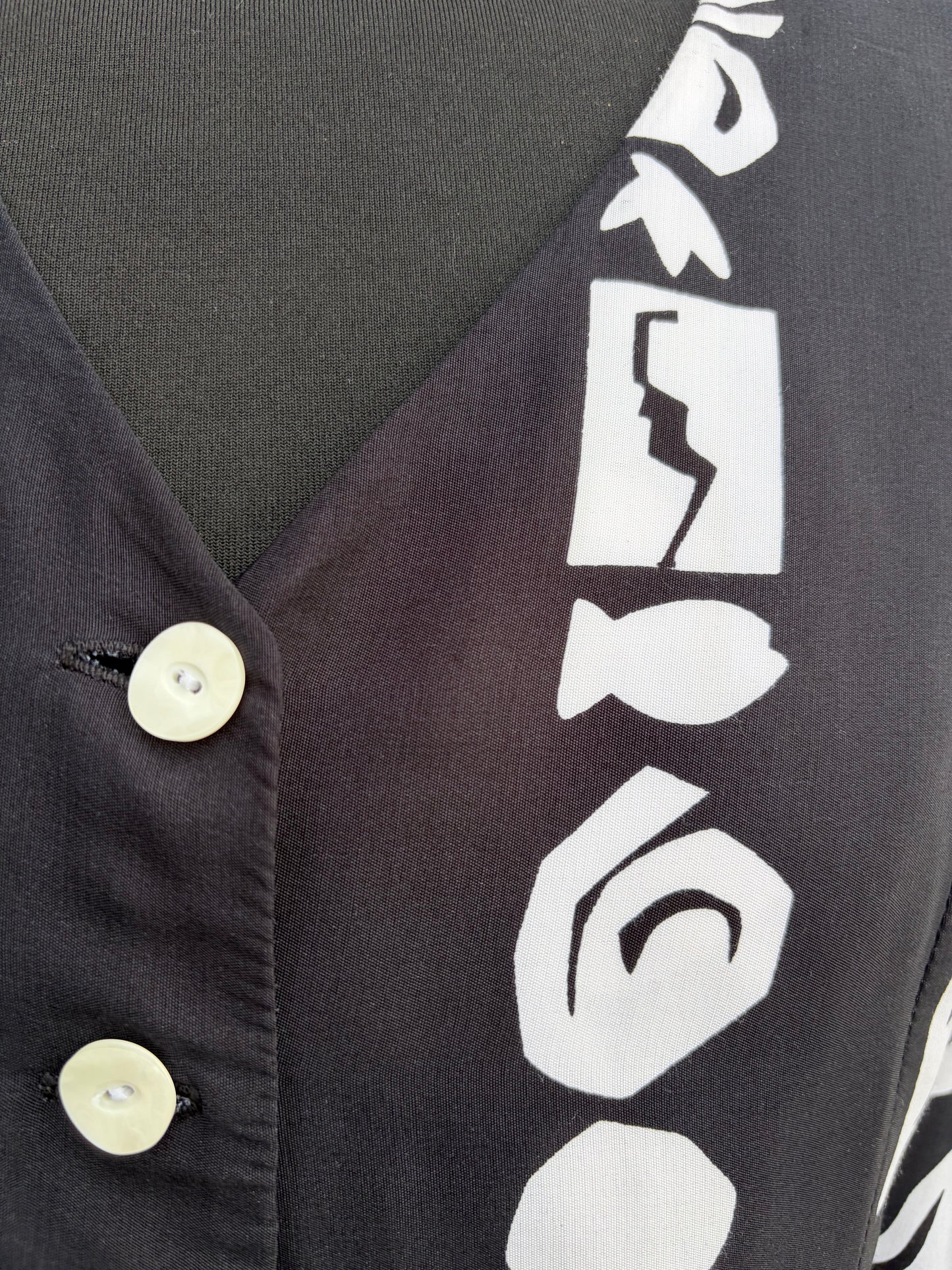 80s Black&white blouse uk 10