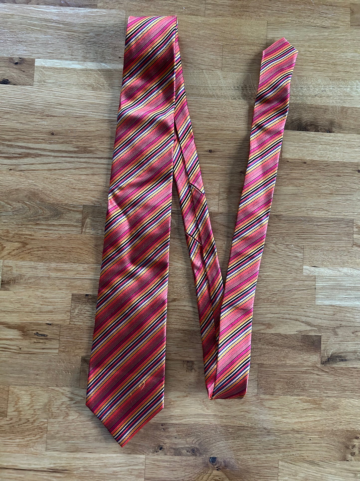 Orange stripy tie