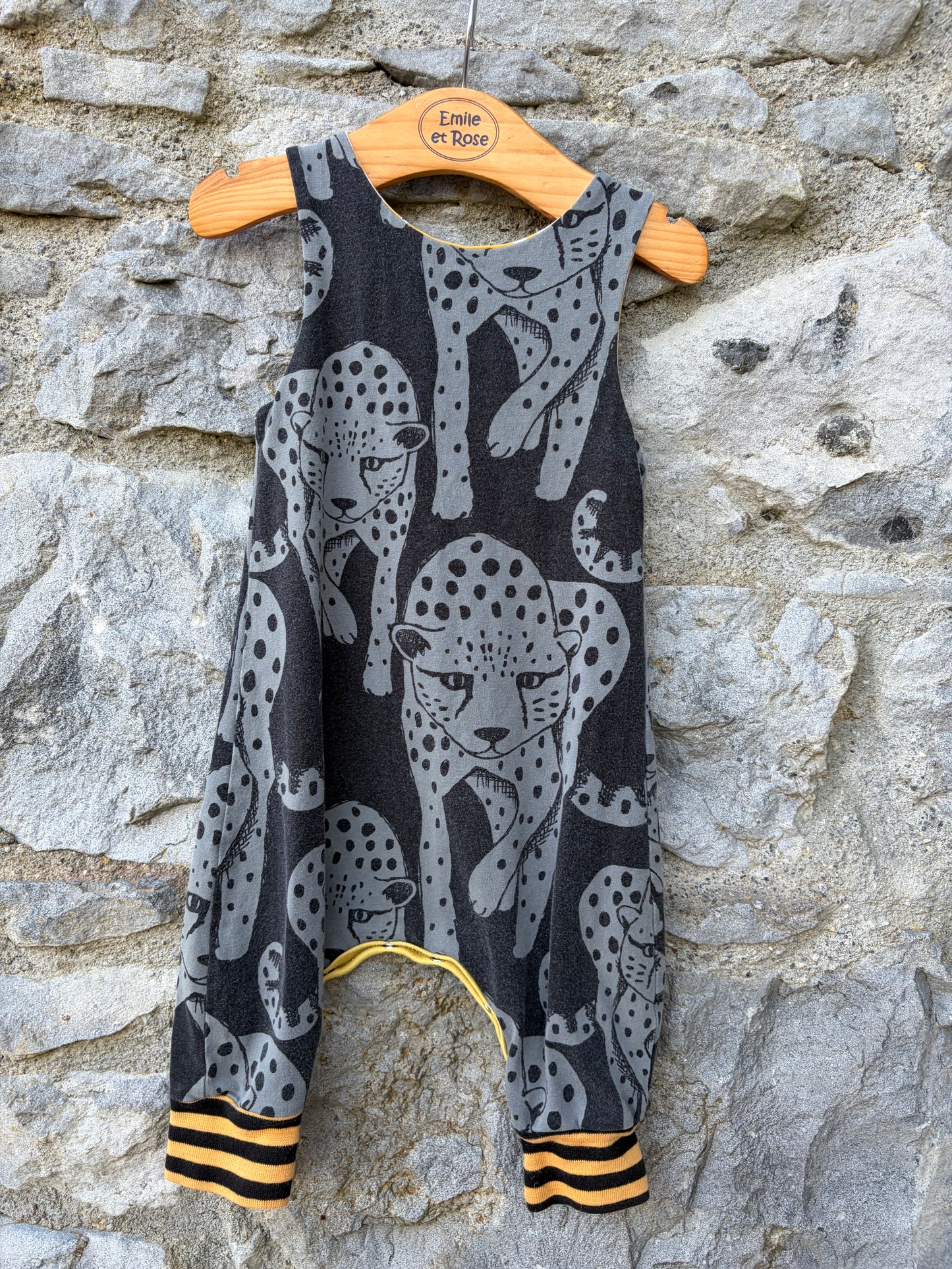 Panthers black dungarees  6-9m (68-74cm)