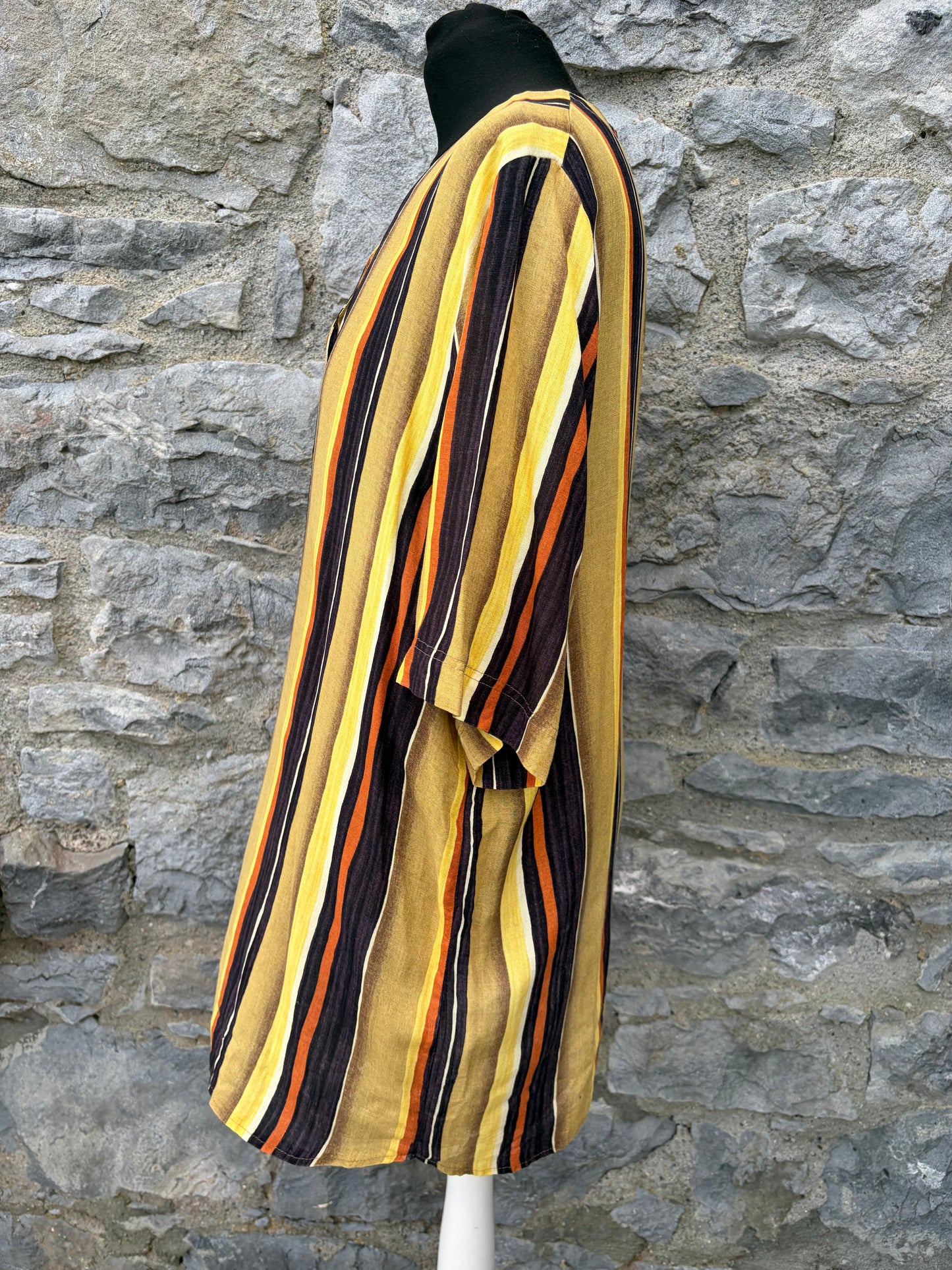 90s mustard stripy blouse uk 14-16
