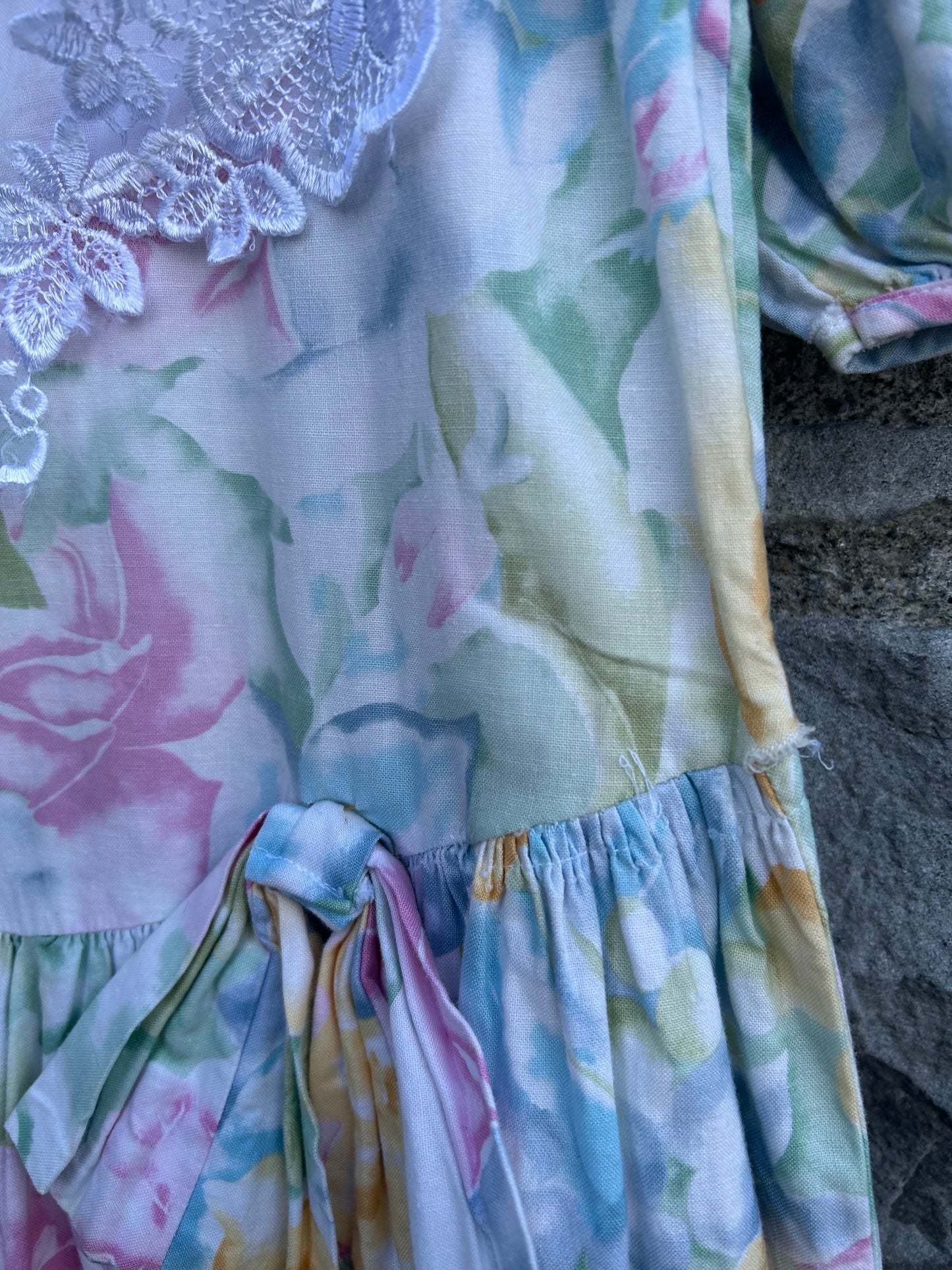 80s floral dress with big collar  12y (152cm)