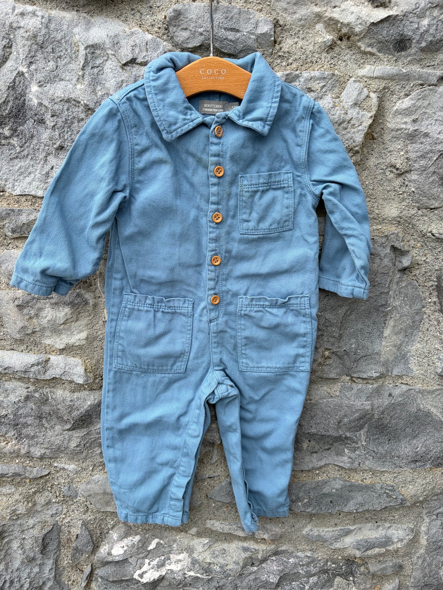 Blue boilersuit  9-12m (74-80cm)