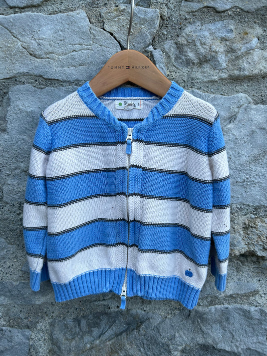 Blue stripy zipped cardigan  12-18m (80-86cm)