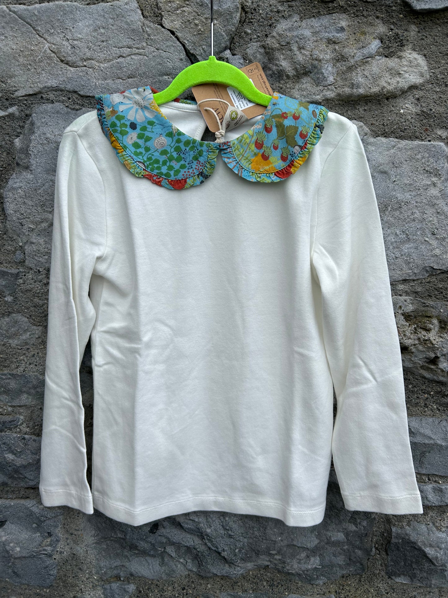 White top with botanic collar 7-8y (122-128cm)