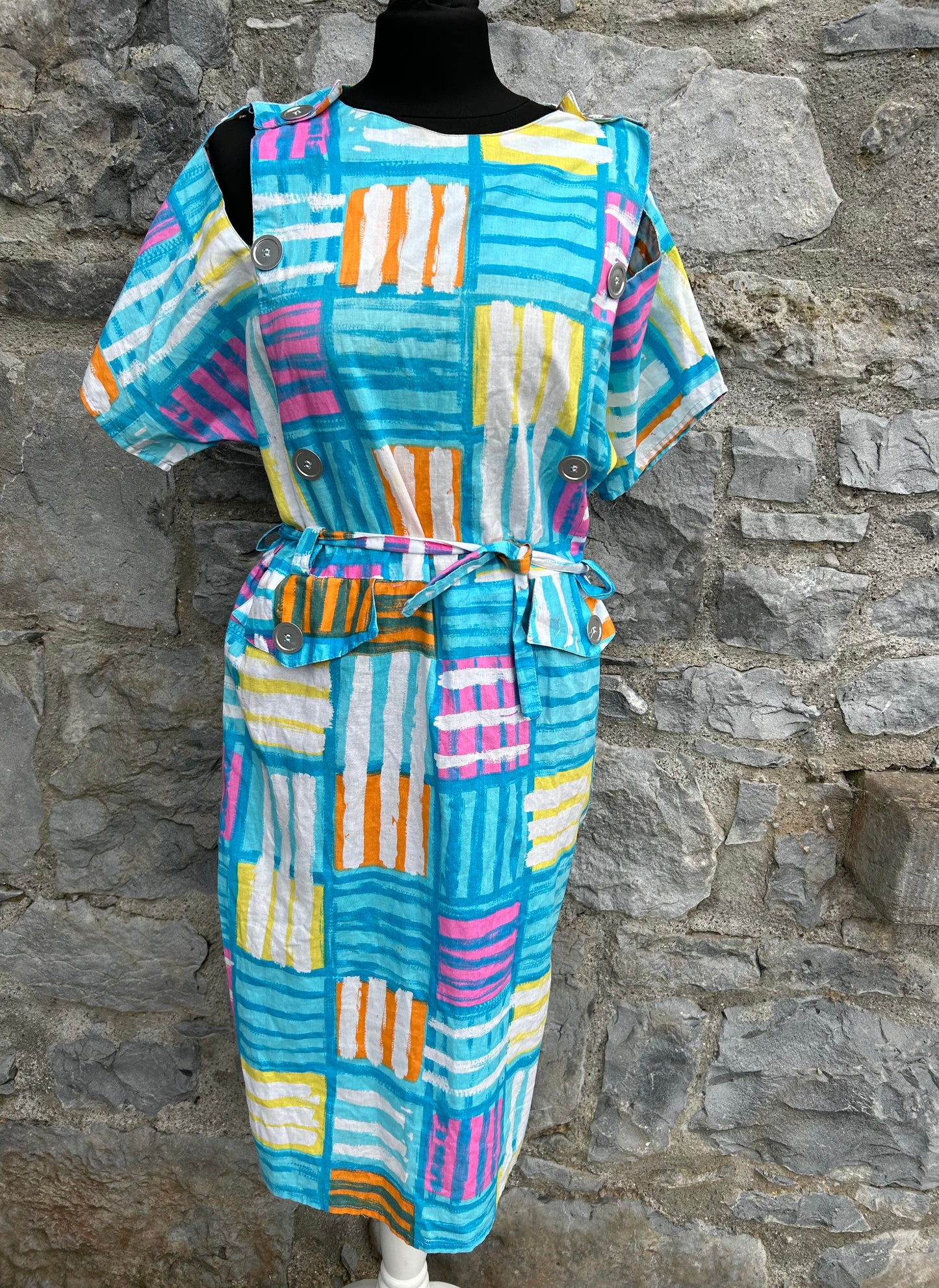 80s Blue patchwork dress uk 12-14