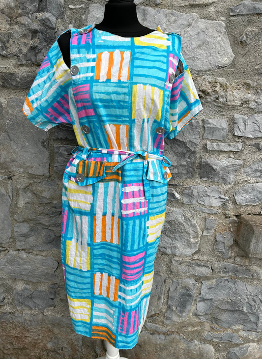 80s Blue patchwork dress uk 12-14