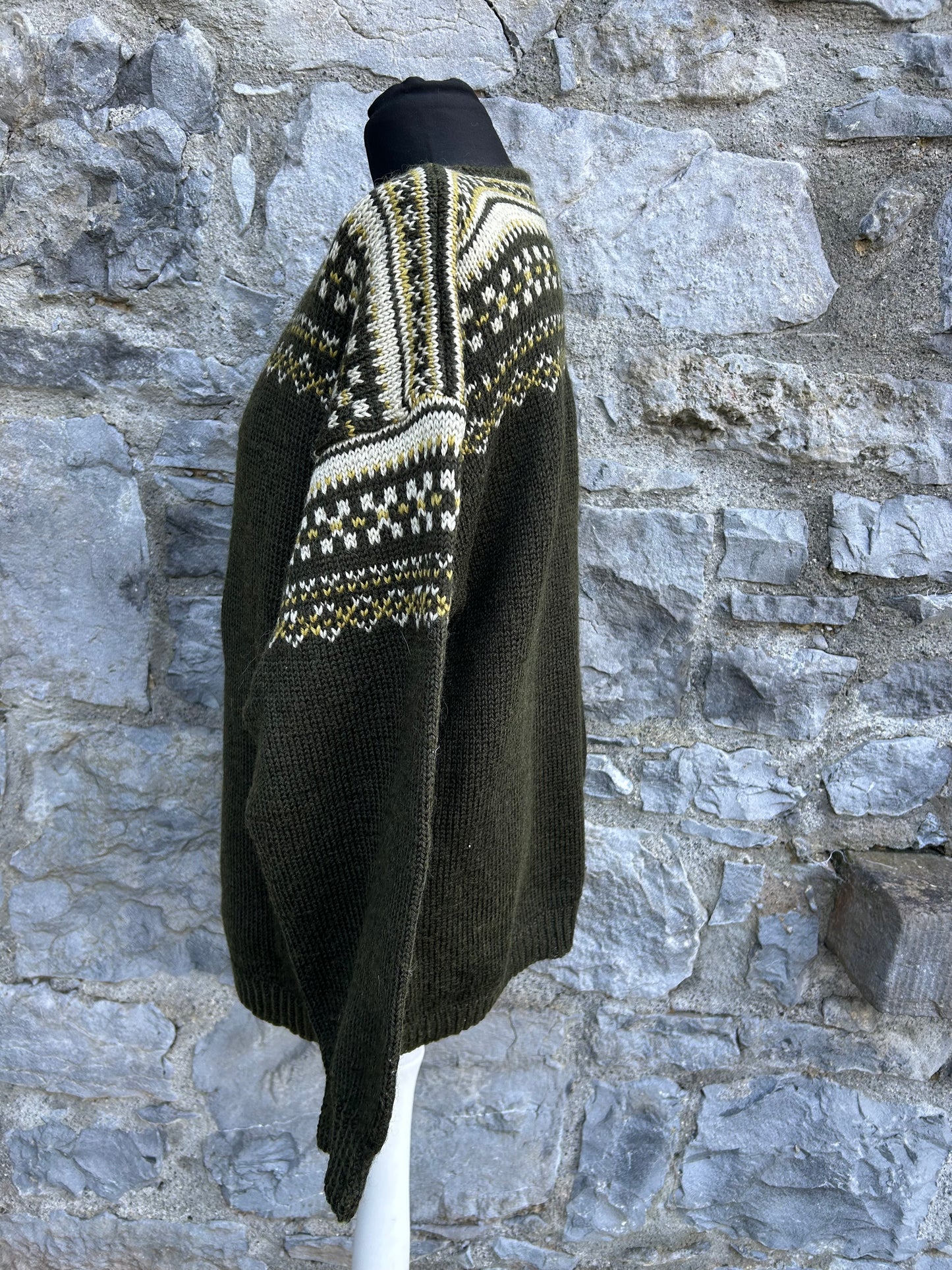 Shetland Fair Isle green jumper uk 14-16