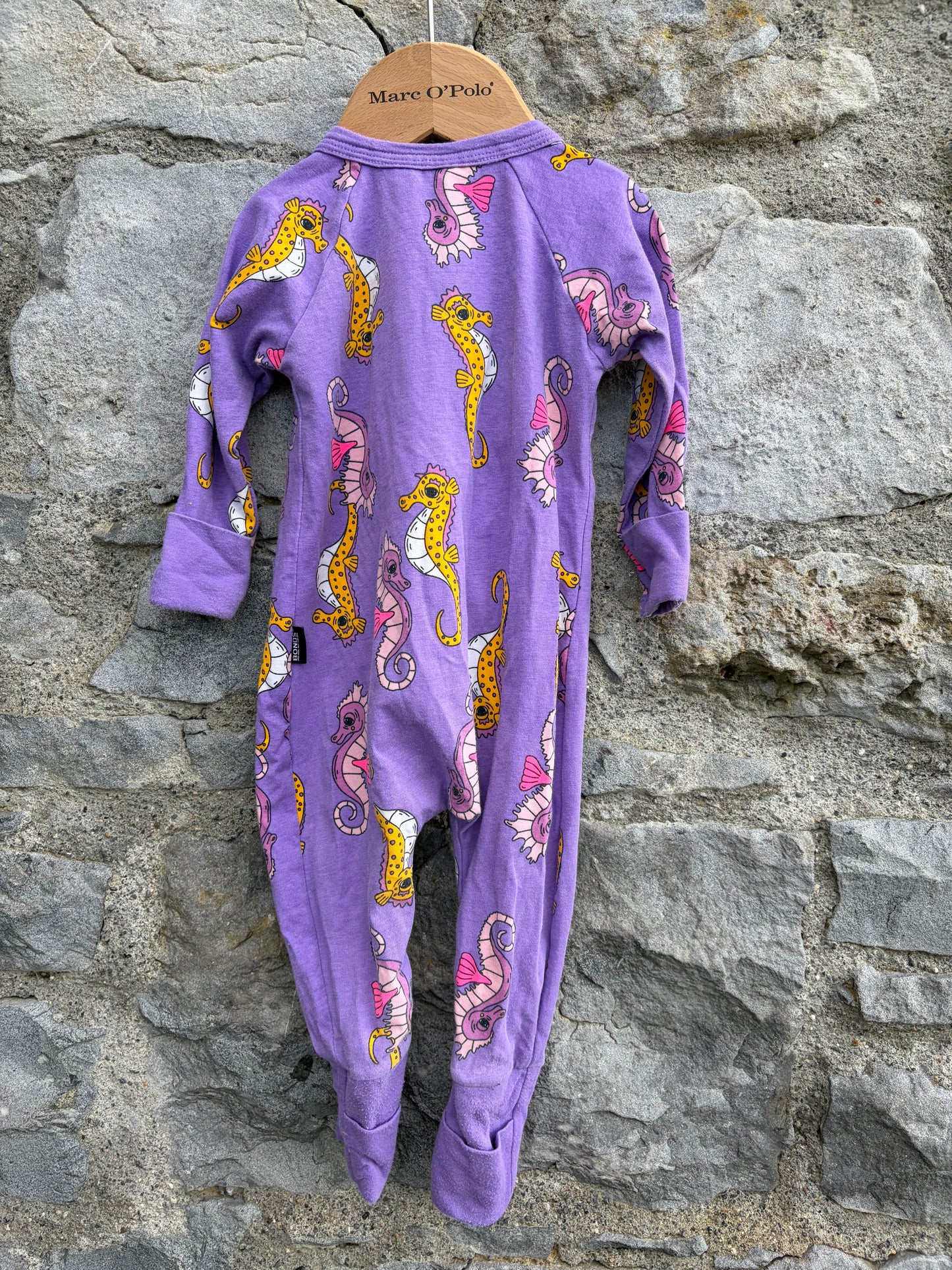 Sea horses purple onesie  3-6m (62-68cm)
