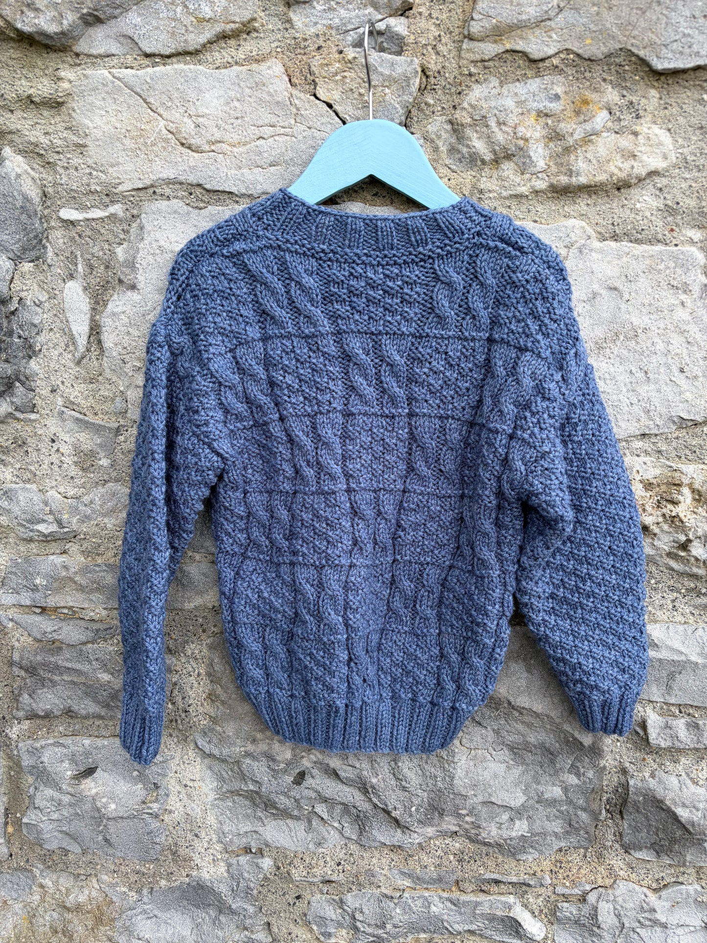 Blue Aran style jumper  4-5y (104-110cm)