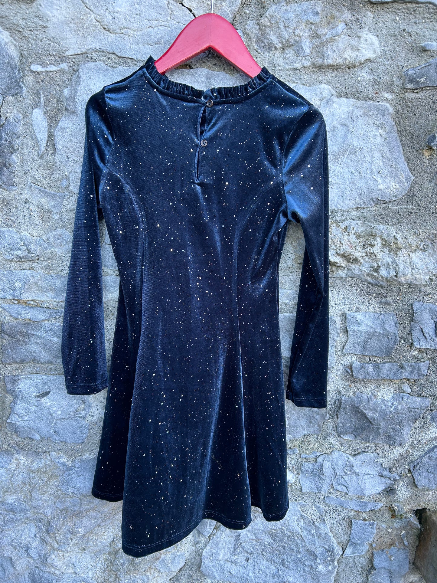 Sparkly navy velvet dress   8-9y (128-134cm)