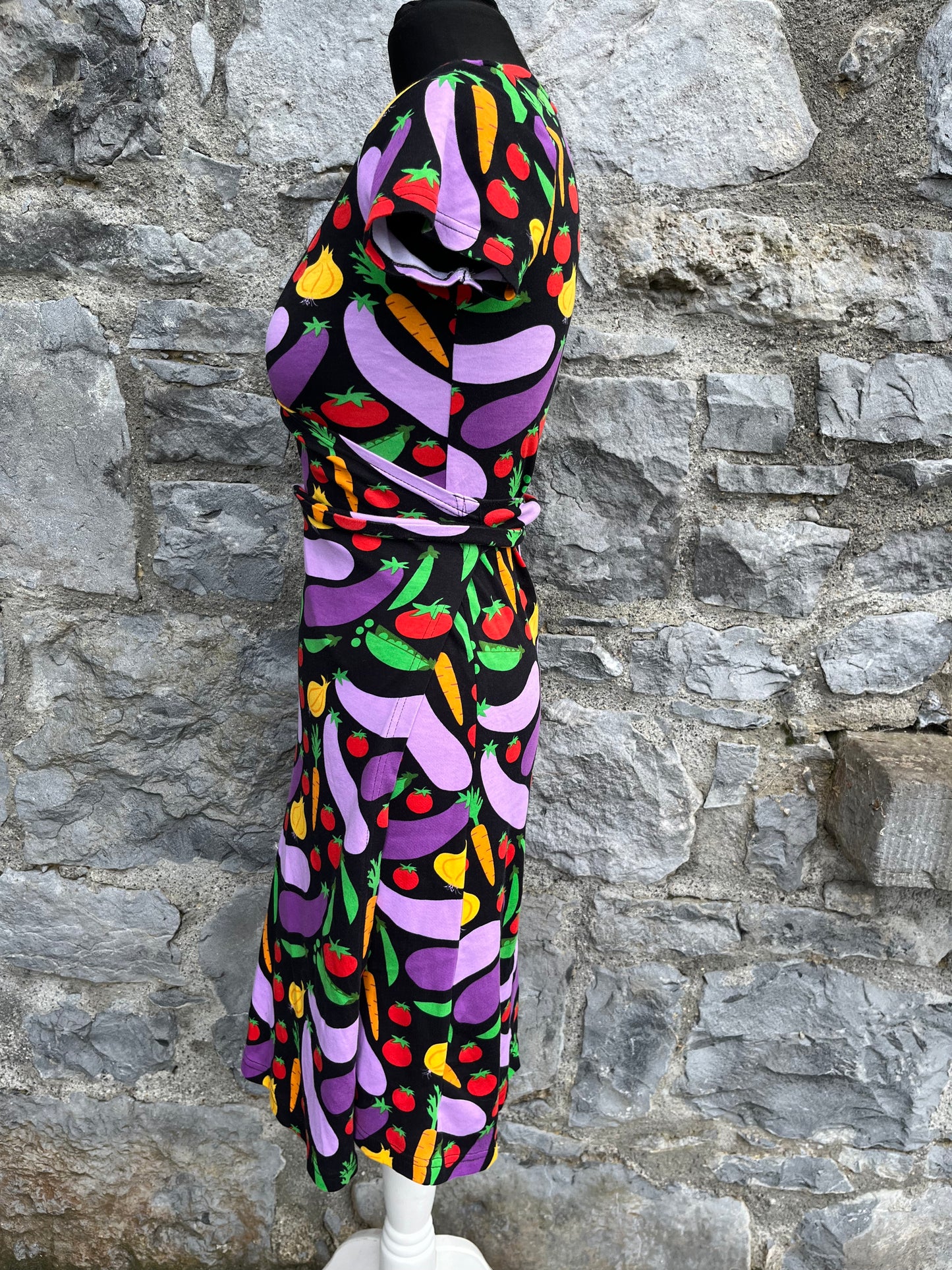 Colourful vegetables wrap dress uk 8-10