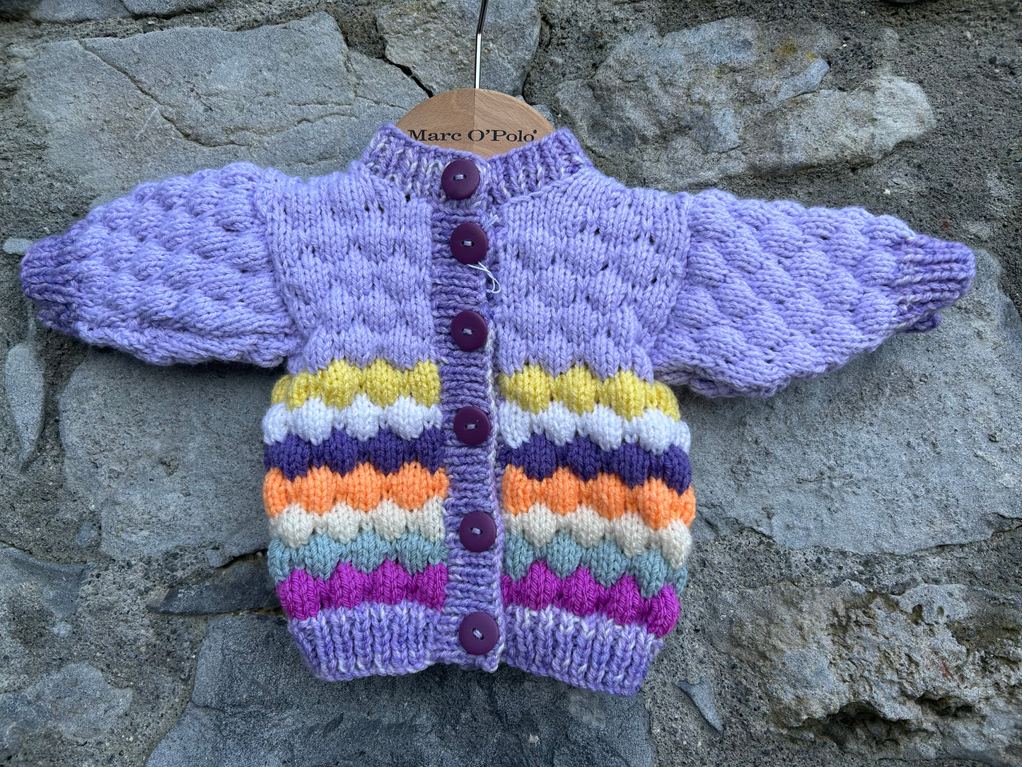Purple colourful bubble knit cardigan  0-3m (56-62cm)