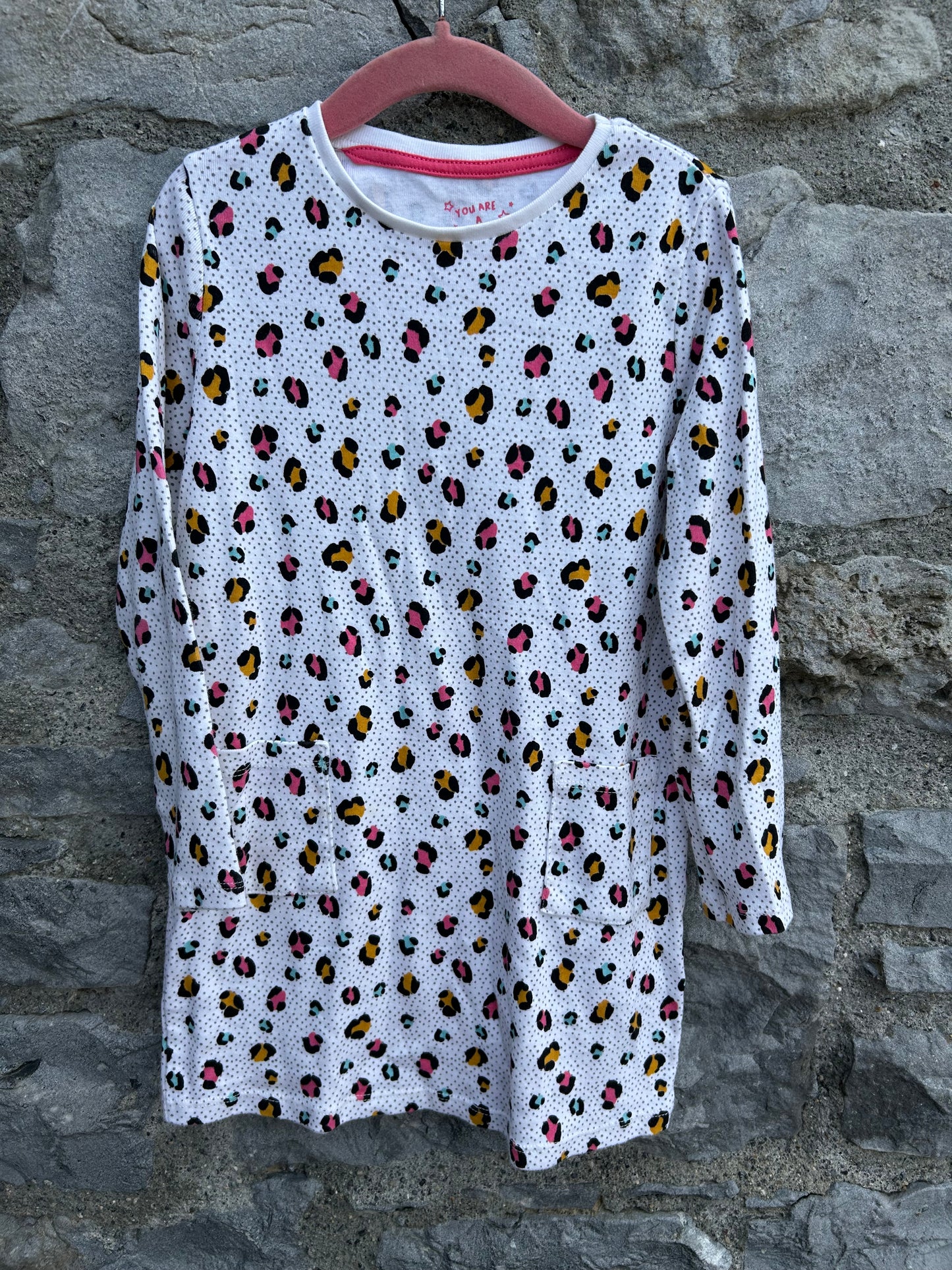 Colourful leopard print dress  5-6y (110-116cm)