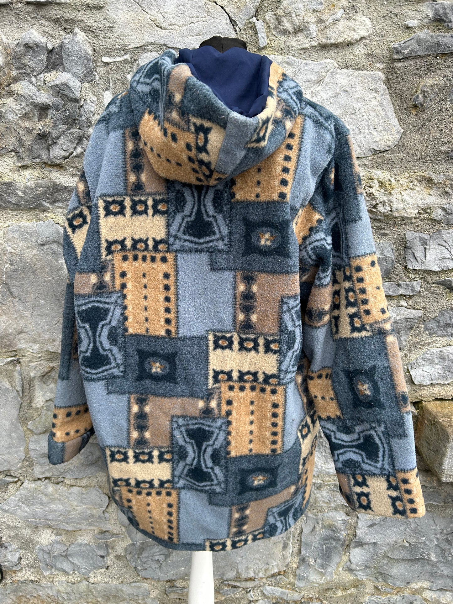 90s fleece patchwork coat uk 14