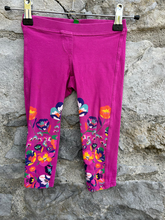 Pink floral leggings  12m (80cm)