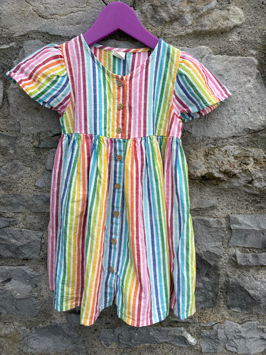 Rainbow stripes button up dress 3-4y (98-104cm)