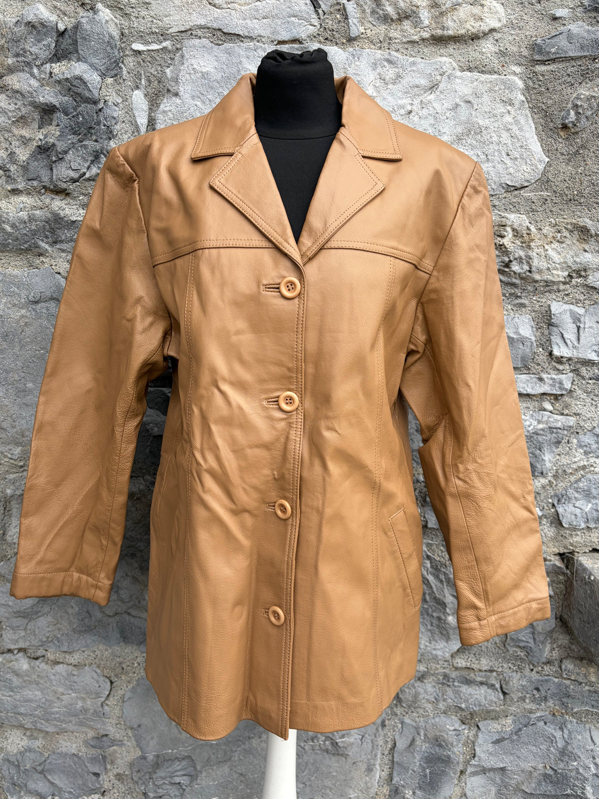 80s tan leather jacket uk 10-12