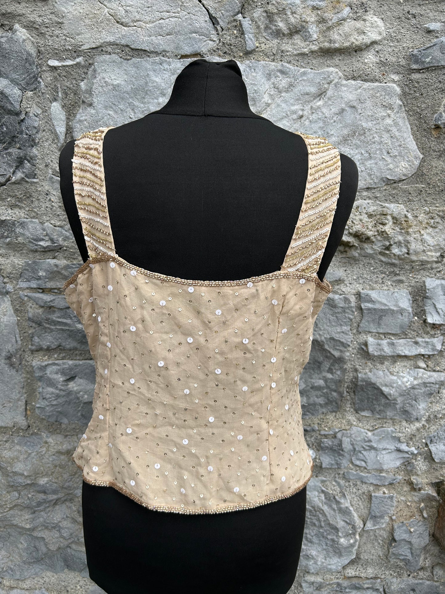 90s beige sequin top uk 12