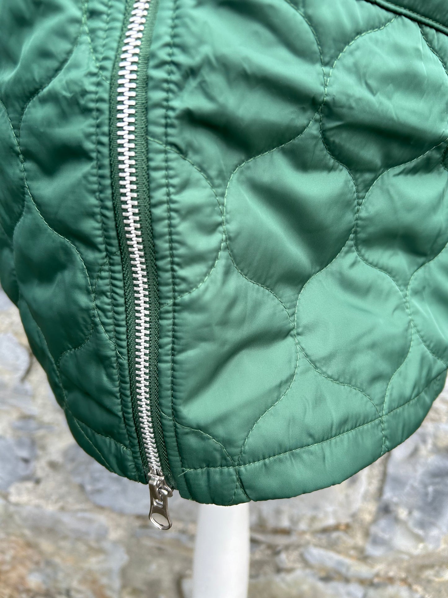 Green quilted long thermal jacket uk 8