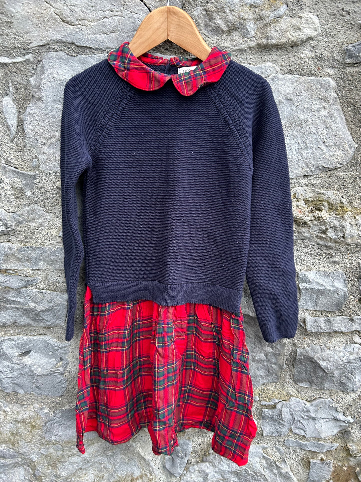 Navy&red check dress  5-6y (110-116cm)
